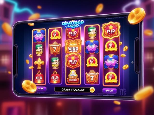 Digital interface of a social casino game with vibrant graphics and spinning reels.